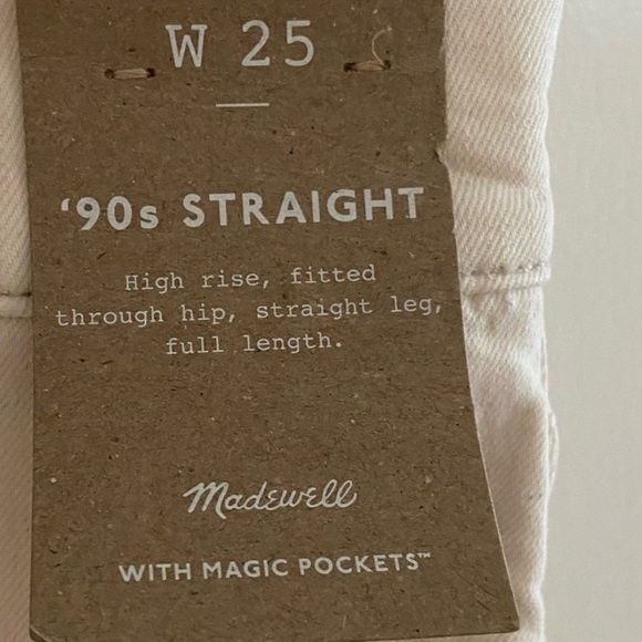 Madewell 90’s straight high rise straight leg Cream sz25 NWT - Picture 7 of 10